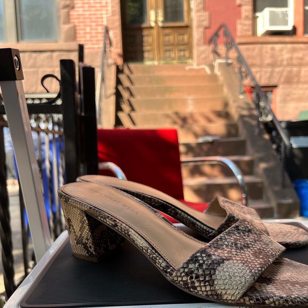 Who What Wear Snakeskin Heeled Mules